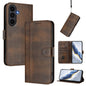 Line Splicing Buckle Retro Leather Phone Case, For Galaxy S26 FE 5G, For Samsung Galaxy S26 Ultra 5G, For Samsung Galaxy S26+ 5G, For Samsung Galaxy S25 Edge 5G, For Samsung Galaxy S25 / S24 5G, For Samsung Galaxy S25+ / S24+ 5G