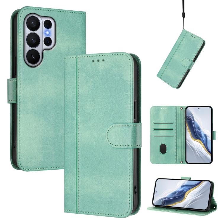 Line Splicing Buckle Retro Leather Phone Case, For Galaxy S26 FE 5G, For Samsung Galaxy S26 Ultra 5G, For Samsung Galaxy S26+ 5G, For Samsung Galaxy S25 Edge 5G, For Samsung Galaxy S25 / S24 5G, For Samsung Galaxy S25+ / S24+ 5G
