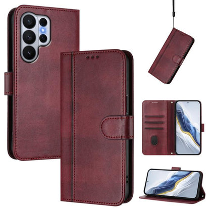 Line Splicing Buckle Retro Leather Phone Case, For Galaxy S26 FE 5G, For Samsung Galaxy S26 Ultra 5G, For Samsung Galaxy S26+ 5G, For Samsung Galaxy S25 Edge 5G, For Samsung Galaxy S25 / S24 5G, For Samsung Galaxy S25+ / S24+ 5G