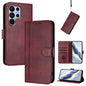 Line Splicing Buckle Retro Leather Phone Case, For Galaxy S26 FE 5G, For Samsung Galaxy S26 Ultra 5G, For Samsung Galaxy S26+ 5G, For Samsung Galaxy S25 Edge 5G, For Samsung Galaxy S25 / S24 5G, For Samsung Galaxy S25+ / S24+ 5G
