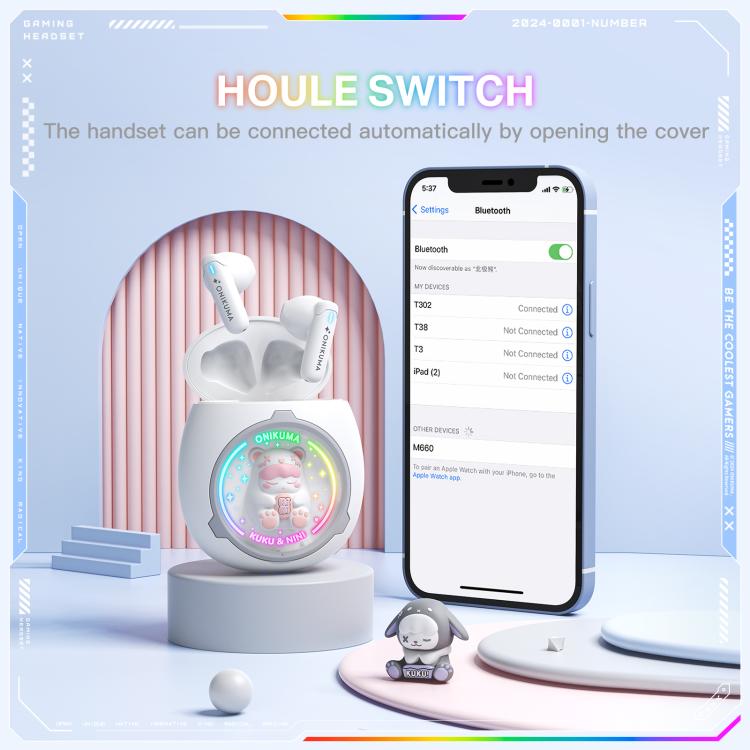 ONIKUMA T302 RGB Cute Unique Doll BT 5.4 Wireless Earphones