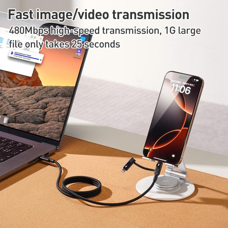 Momax Mag.Link Duo Magnetic 60W USB-C / Type-C to USB-C / Type-C / 8 Pin Data Cable