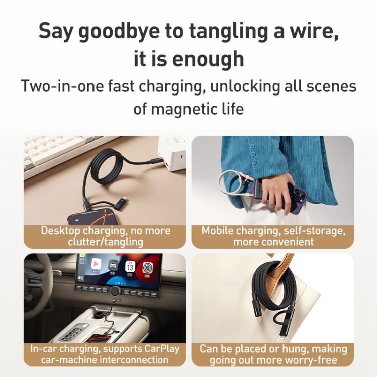 Momax Mag.Link Duo Magnetic 60W USB-C / Type-C to USB-C / Type-C / 8 Pin Data Cable