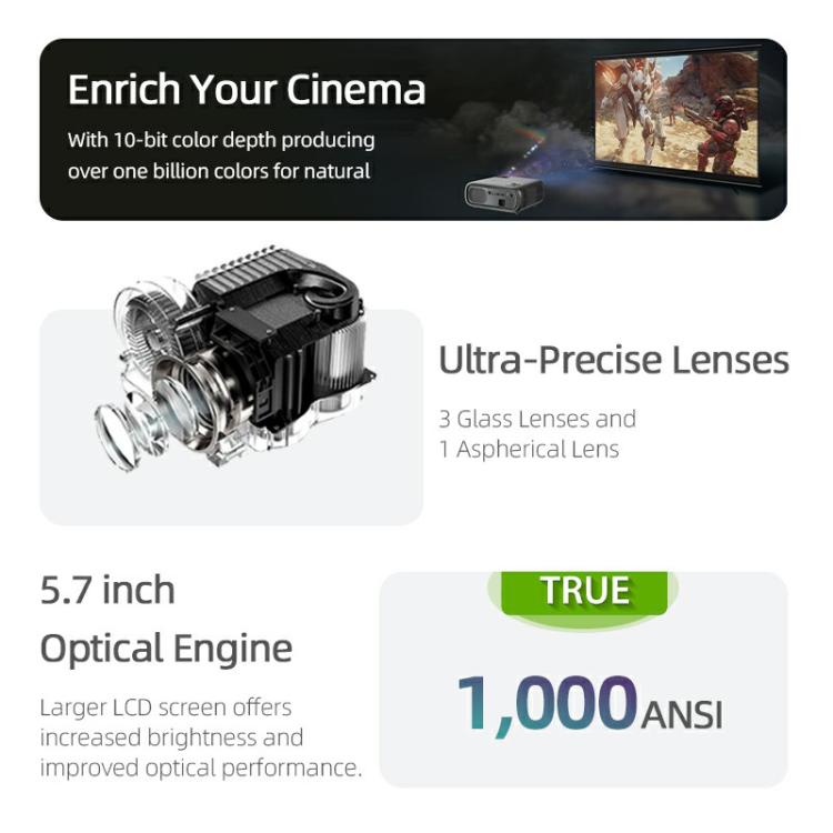 AUN AKEY9S 1080P 1000ANSI Autofocus WIFI Display Smart Projector