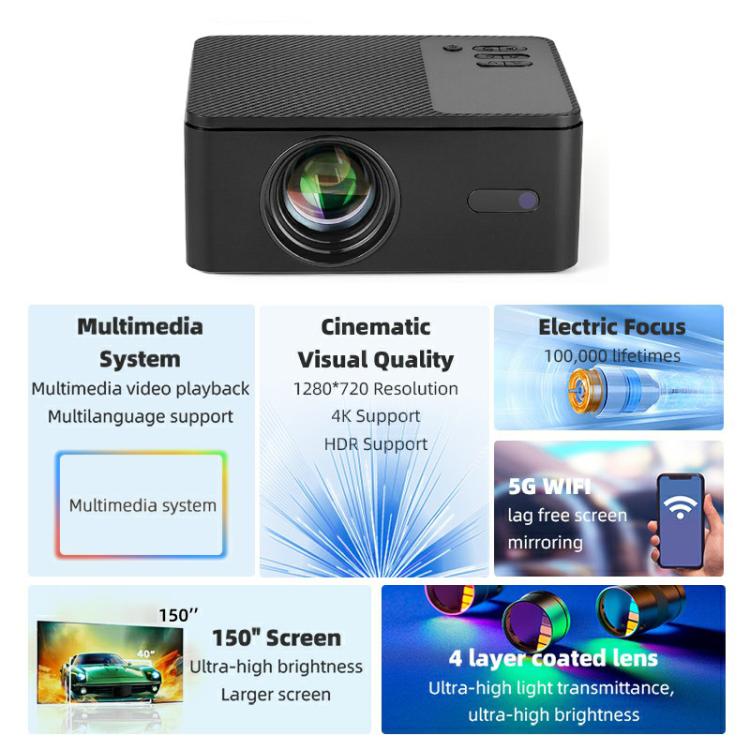 AUN A32 Pro 1280x720P 300ANSI Android 13 WIFI Display Smart Projector