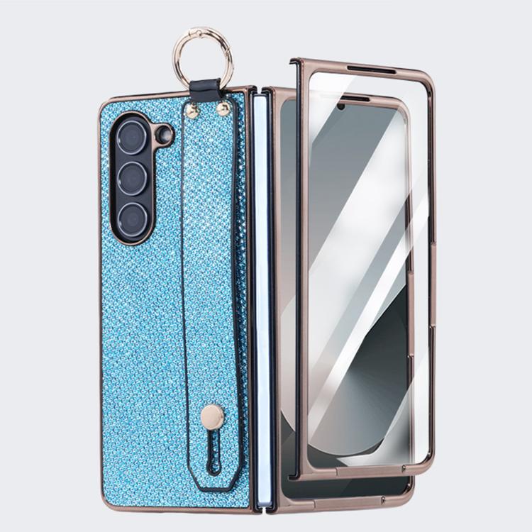 Integrated Electroplated PC Glitter Texture Shockproof Phone Case with Wrist Strap / Ring, For Samsung Galaxy Z Fold7 5G, For Samsung Galaxy Z Fold6 5G, For Samsung Galaxy Z Fold5 5G