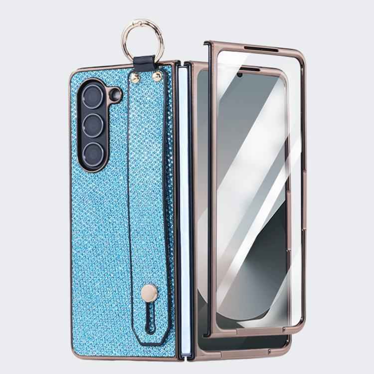 Integrated Electroplated PC Glitter Texture Shockproof Phone Case with Wrist Strap / Ring, For Samsung Galaxy Z Fold7 5G, For Samsung Galaxy Z Fold6 5G, For Samsung Galaxy Z Fold5 5G