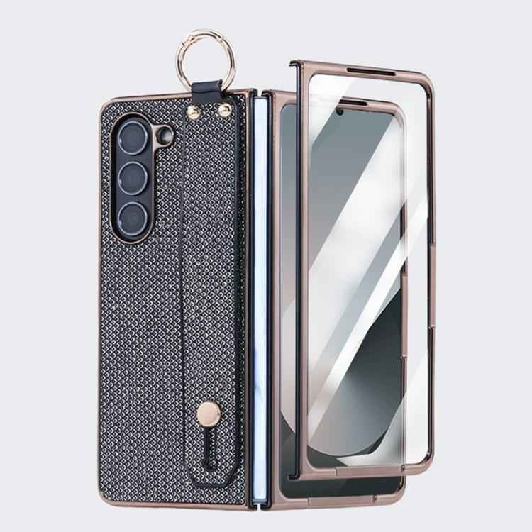 Integrated Electroplated PC Glitter Texture Shockproof Phone Case with Wrist Strap / Ring, For Samsung Galaxy Z Fold7 5G, For Samsung Galaxy Z Fold6 5G, For Samsung Galaxy Z Fold5 5G
