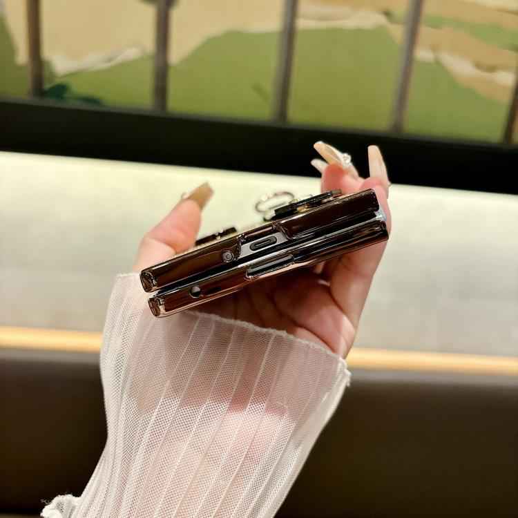 Integrated Electroplated PC Glitter Texture Shockproof Phone Case with Wrist Strap / Ring, For Samsung Galaxy Z Fold7 5G, For Samsung Galaxy Z Fold6 5G, For Samsung Galaxy Z Fold5 5G