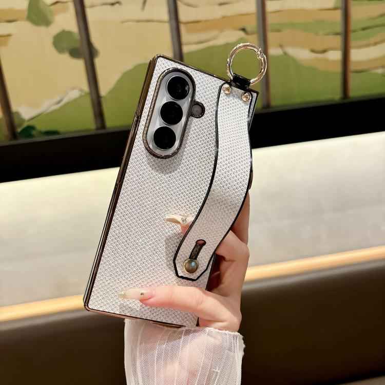 Integrated Electroplated PC Glitter Texture Shockproof Phone Case with Wrist Strap / Ring, For Samsung Galaxy Z Fold7 5G, For Samsung Galaxy Z Fold6 5G, For Samsung Galaxy Z Fold5 5G