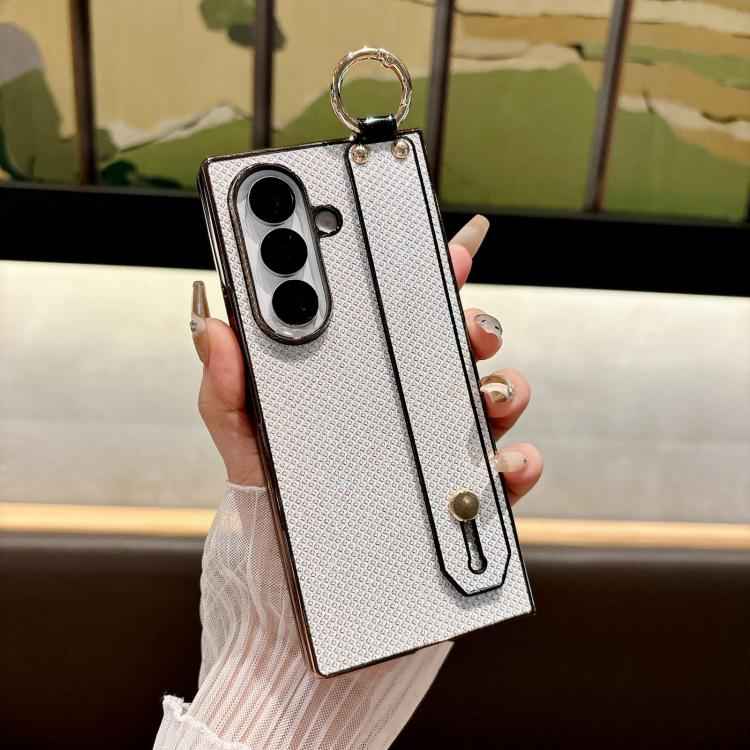 Integrated Electroplated PC Glitter Texture Shockproof Phone Case with Wrist Strap / Ring, For Samsung Galaxy Z Fold7 5G, For Samsung Galaxy Z Fold6 5G, For Samsung Galaxy Z Fold5 5G