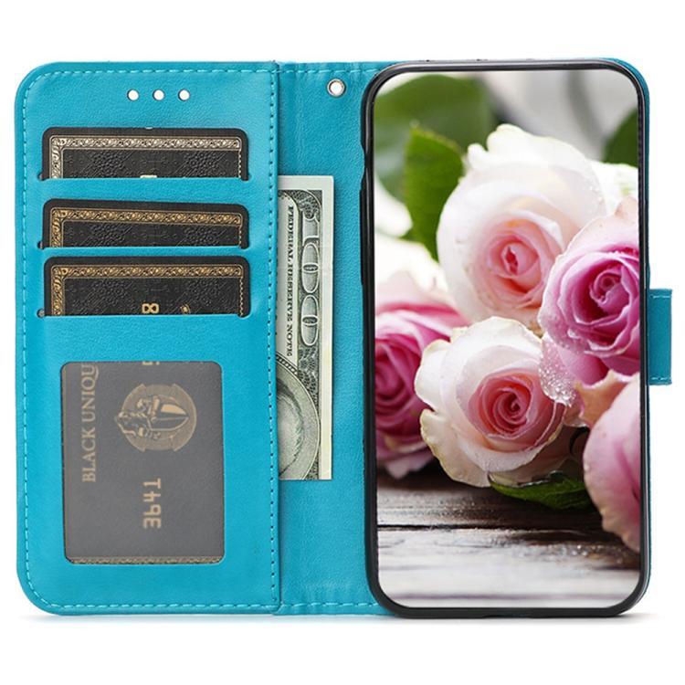 Rose Butterfly Embossed Leather Phone Case
