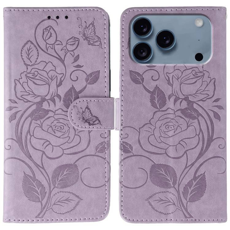 Rose Butterfly Embossed Leather Phone Case
