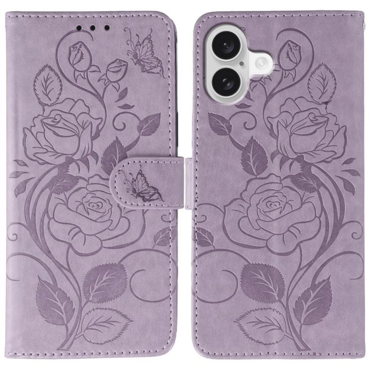Rose Butterfly Embossed Leather Phone Case