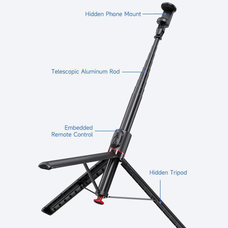TT01 1.77m All-in-one Auto Pop Open Tripod Magnetic Remote Selfie Stick