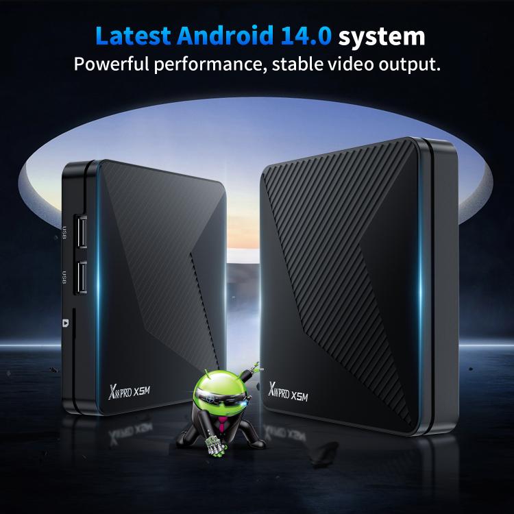 X88 Pro X5M Android 14.0 Smart TV Box, S905X5M 2.0GHz 64-bit Quad-core Cortex-A55