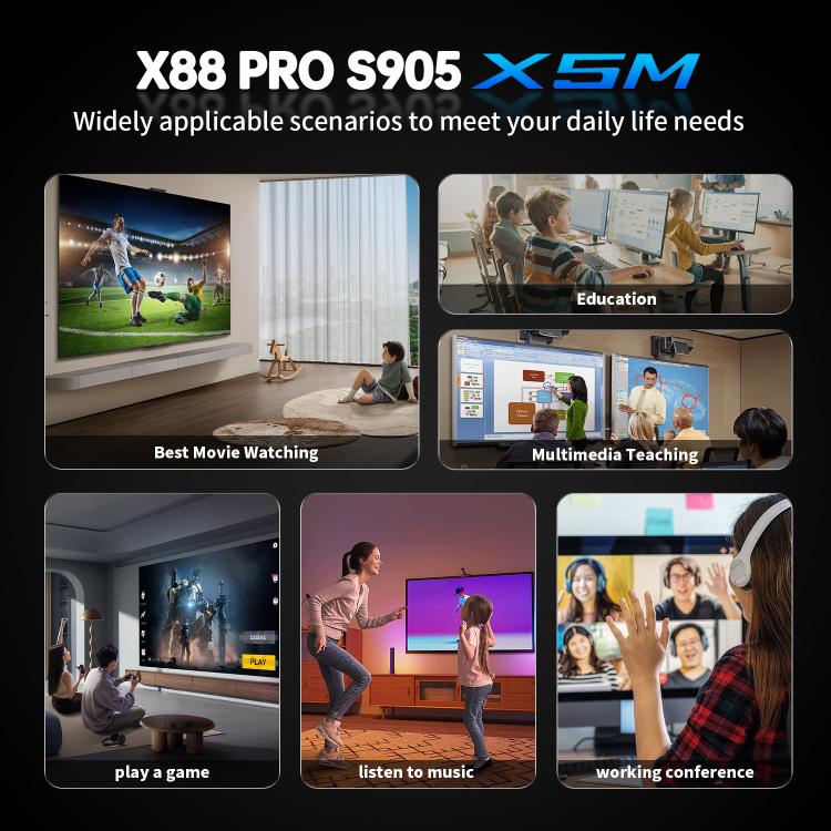 X88 Pro X5M Android 14.0 Smart TV Box, S905X5M 2.0GHz 64-bit Quad-core Cortex-A55