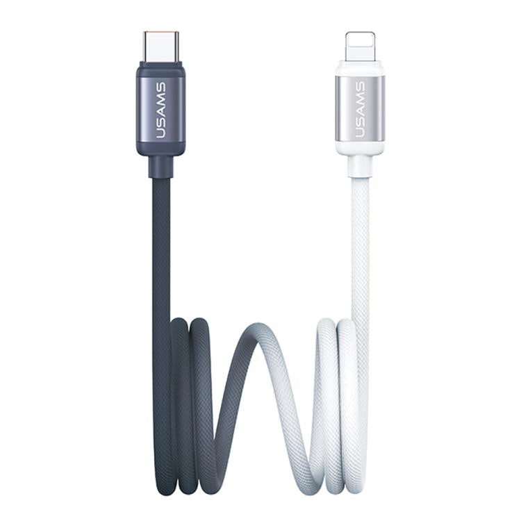 USAMS SJ757 30W Type-C to 8 Pin Dual Color Aluminum Alloy Fast Charging Data Cable