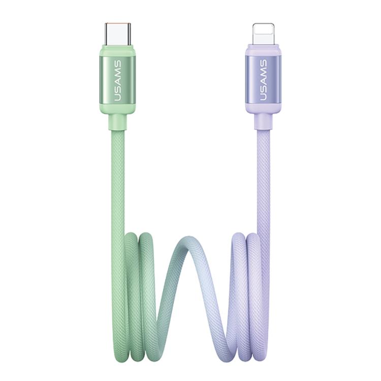USAMS SJ757 30W Type-C to 8 Pin Dual Color Aluminum Alloy Fast Charging Data Cable