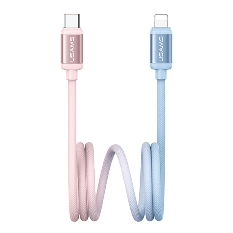 USAMS SJ757 30W Type-C to 8 Pin Dual Color Aluminum Alloy Fast Charging Data Cable