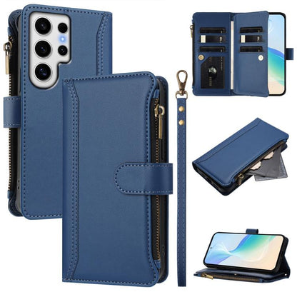 Magnetic Closure 9 Card Slots Zipper Leather Case with Hand Strap, For Samsung Galaxy S24 FE 5G, For Samsung Galaxy S24 Ultra 5G, For Samsung Galaxy S23 FE 5G, For Samsung Galaxy S23 Ultra 5G, For Samsung Galaxy S23+ 5G, For Samsung Galaxy S23 5G      ...