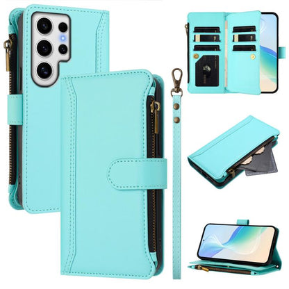 Magnetic Closure 9 Card Slots Zipper Leather Case with Hand Strap, For Samsung Galaxy S24 FE 5G, For Samsung Galaxy S24 Ultra 5G, For Samsung Galaxy S23 FE 5G, For Samsung Galaxy S23 Ultra 5G, For Samsung Galaxy S23+ 5G, For Samsung Galaxy S23 5G      ...