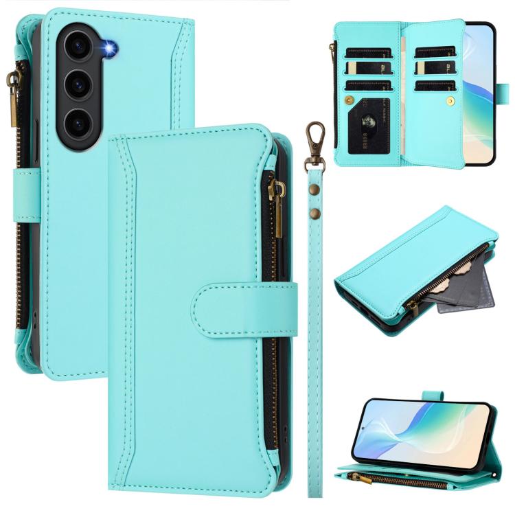 Magnetic Closure 9 Card Slots Zipper Leather Case with Hand Strap, For Samsung Galaxy S24 FE 5G, For Samsung Galaxy S24 Ultra 5G, For Samsung Galaxy S23 FE 5G, For Samsung Galaxy S23 Ultra 5G, For Samsung Galaxy S23+ 5G, For Samsung Galaxy S23 5G      ...
