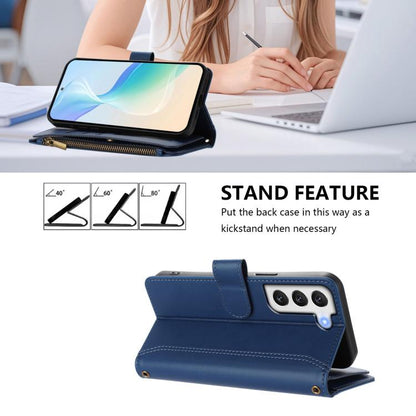 Magnetic Closure 9 Card Slots Zipper Leather Case with Hand Strap, For Samsung Galaxy S22+ 5G, For Samsung Galaxy S22 5G, For Samsung Galaxy S21 FE 5G, For Samsung Galaxy S21 5G, For Samsung Galaxy S21+ 5G, For Samsung Galaxy S21 Ultra 5G