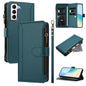 Magnetic Closure 9 Card Slots Zipper Leather Case with Hand Strap, For Samsung Galaxy S22+ 5G, For Samsung Galaxy S22 5G, For Samsung Galaxy S21 FE 5G, For Samsung Galaxy S21 5G, For Samsung Galaxy S21+ 5G, For Samsung Galaxy S21 Ultra 5G