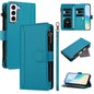 Magnetic Closure 9 Card Slots Zipper Leather Case with Hand Strap, For Samsung Galaxy S22+ 5G, For Samsung Galaxy S22 5G, For Samsung Galaxy S21 FE 5G, For Samsung Galaxy S21 5G, For Samsung Galaxy S21+ 5G, For Samsung Galaxy S21 Ultra 5G