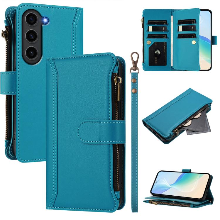Magnetic Closure 9 Card Slots Zipper Leather Case with Hand Strap, For Samsung Galaxy S24 FE 5G, For Samsung Galaxy S24 Ultra 5G, For Samsung Galaxy S23 FE 5G, For Samsung Galaxy S23 Ultra 5G, For Samsung Galaxy S23+ 5G, For Samsung Galaxy S23 5G      ...