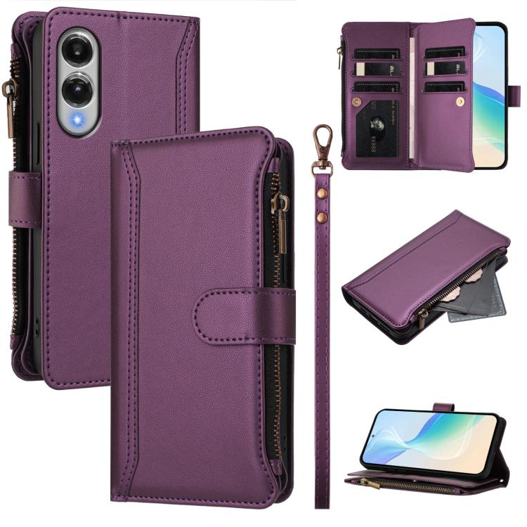 Magnetic Closure 9 Card Slots Zipper Leather Case with Hand Strap, For Samsung Galaxy S26+ 5G, For Samsung Galaxy S26 Edge 5G, For Samsung Galaxy S26 Ultra 5G, For Samsung Galaxy S26 5G, For Samsung Galaxy S25 Edge 5G, For Samsung Galaxy S25 / S24 5G  ...