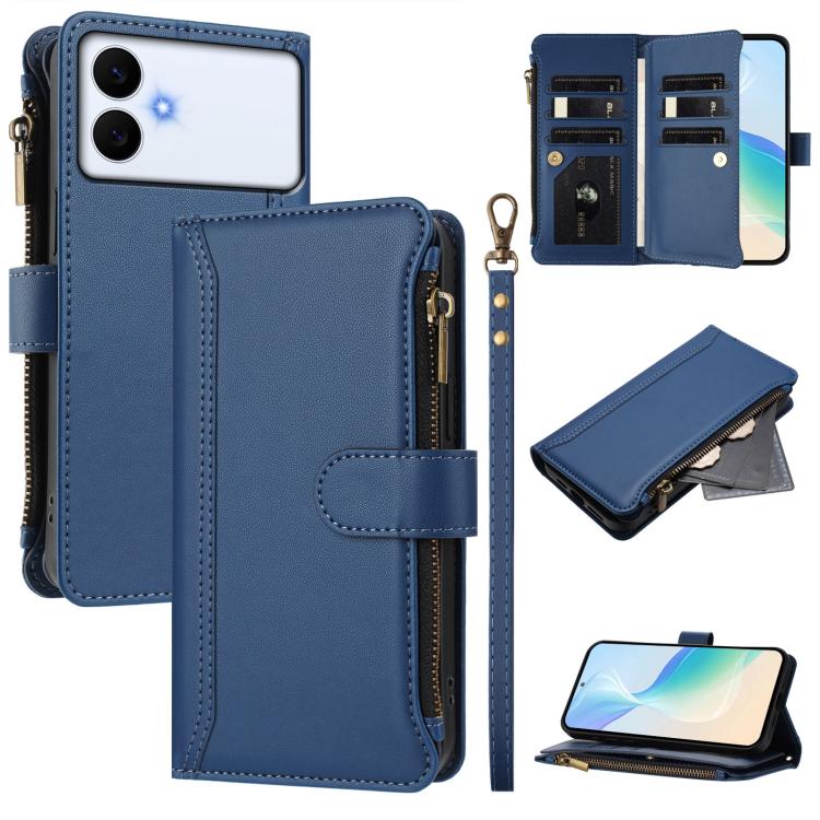 Magnetic Closure 9 Card Slots Zipper Leather Case with Hand Strap, For Samsung Galaxy S26+ 5G, For Samsung Galaxy S26 Edge 5G, For Samsung Galaxy S26 Ultra 5G, For Samsung Galaxy S26 5G, For Samsung Galaxy S25 Edge 5G, For Samsung Galaxy S25 / S24 5G  ...