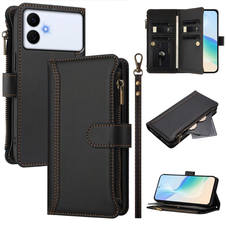 Magnetic Closure 9 Card Slots Zipper Leather Case with Hand Strap, For Samsung Galaxy S26+ 5G, For Samsung Galaxy S26 Edge 5G, For Samsung Galaxy S26 Ultra 5G, For Samsung Galaxy S26 5G, For Samsung Galaxy S25 Edge 5G, For Samsung Galaxy S25 / S24 5G  ...