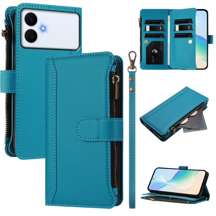 Magnetic Closure 9 Card Slots Zipper Leather Case with Hand Strap, For Samsung Galaxy S26+ 5G, For Samsung Galaxy S26 Edge 5G, For Samsung Galaxy S26 Ultra 5G, For Samsung Galaxy S26 5G, For Samsung Galaxy S25 Edge 5G, For Samsung Galaxy S25 / S24 5G  ...