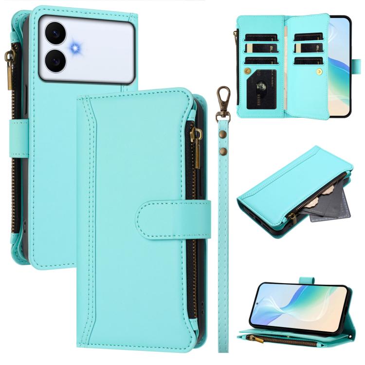 Magnetic Closure 9 Card Slots Zipper Leather Case with Hand Strap, For Samsung Galaxy S26+ 5G, For Samsung Galaxy S26 Edge 5G, For Samsung Galaxy S26 Ultra 5G, For Samsung Galaxy S26 5G, For Samsung Galaxy S25 Edge 5G, For Samsung Galaxy S25 / S24 5G  ...