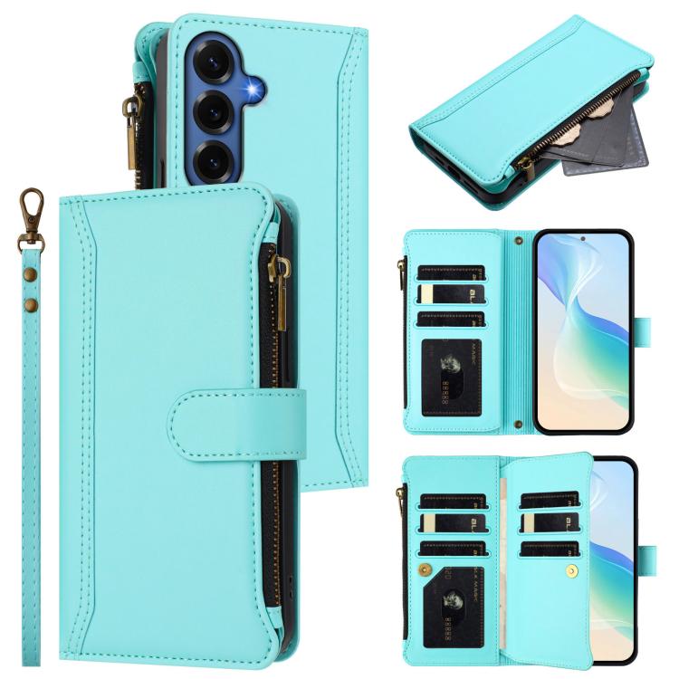 Magnetic Closure 9 Card Slots Zipper Leather Case with Hand Strap, For Samsung Galaxy S26+ 5G, For Samsung Galaxy S26 Edge 5G, For Samsung Galaxy S26 Ultra 5G, For Samsung Galaxy S26 5G, For Samsung Galaxy S25 Edge 5G, For Samsung Galaxy S25 / S24 5G  ...