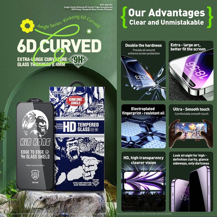 WK WTP-097 Jungle Series Kinkong 6D Curved Privacy Tempered Glass Film