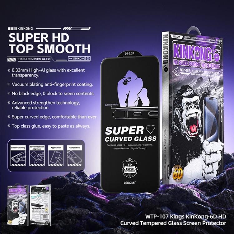 WK WTP-107 Kings KinKong 0.33mm 6D Curved HD Tempered Glass Film, No Black Frame