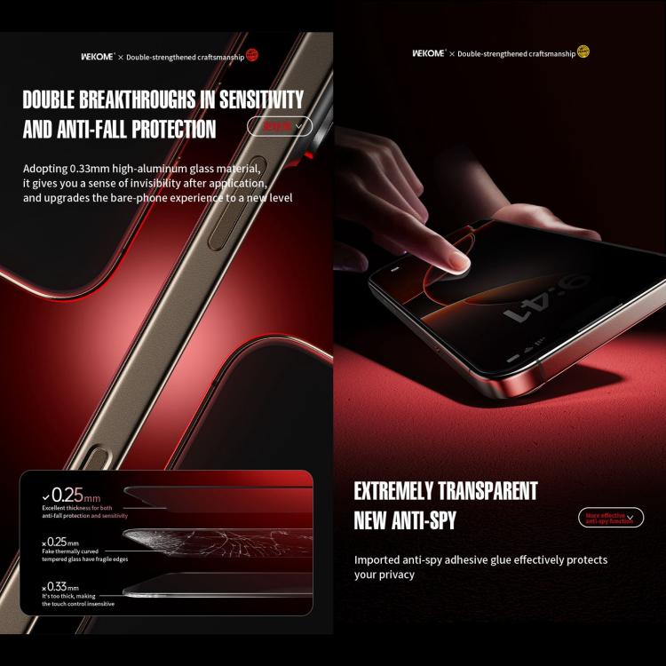 WK WTP-116 Easy Install 6D Curved Ultra-Fine Edge Privacy Tempered Glass Film