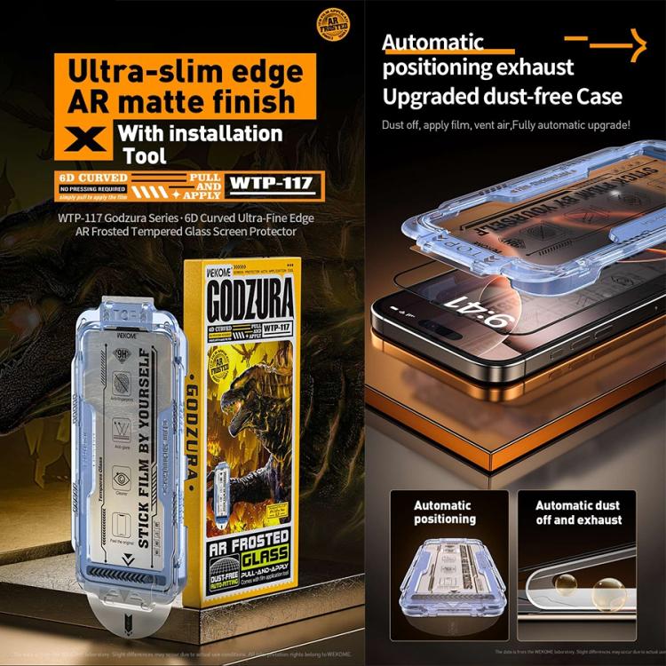 WK WTP-117 Easy Install 6D Curved Ultra-Fine Edge AR Frosted Tempered Glass Film