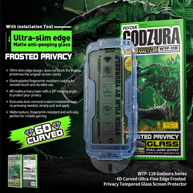 WK WTP-118 Easy Install 6D Curved Ultra-Fine Edge Frosted Privacy Tempered Glass Film