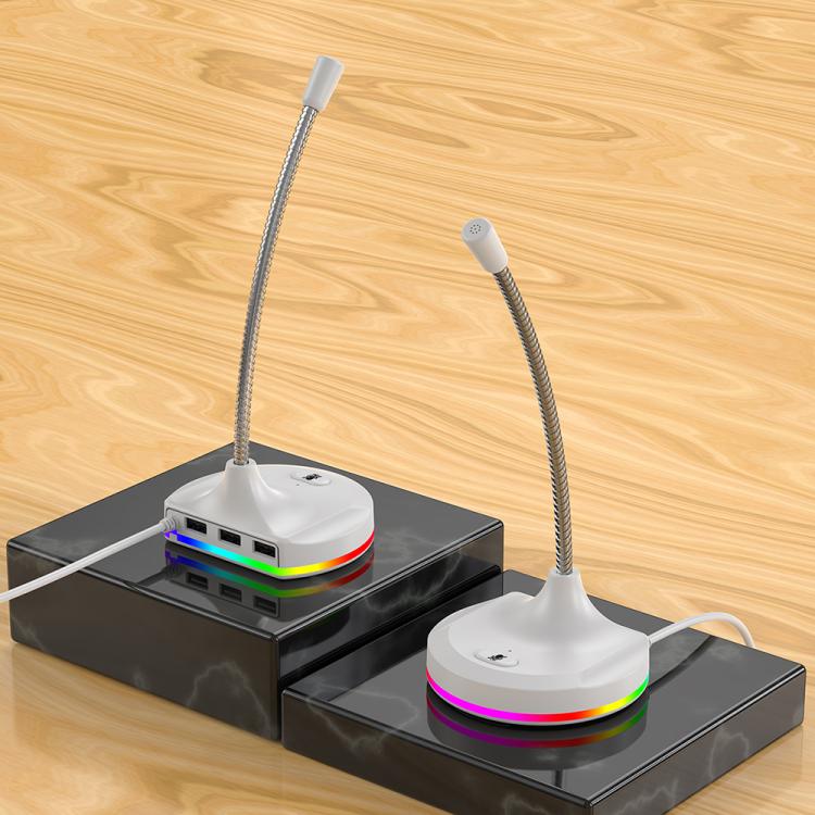 USB Multi-function Microphone RGB Light Built-in Sound Card