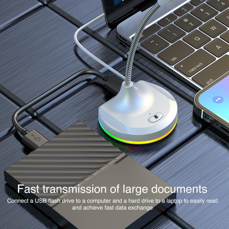USB Multi-function Microphone RGB Light Built-in Sound Card