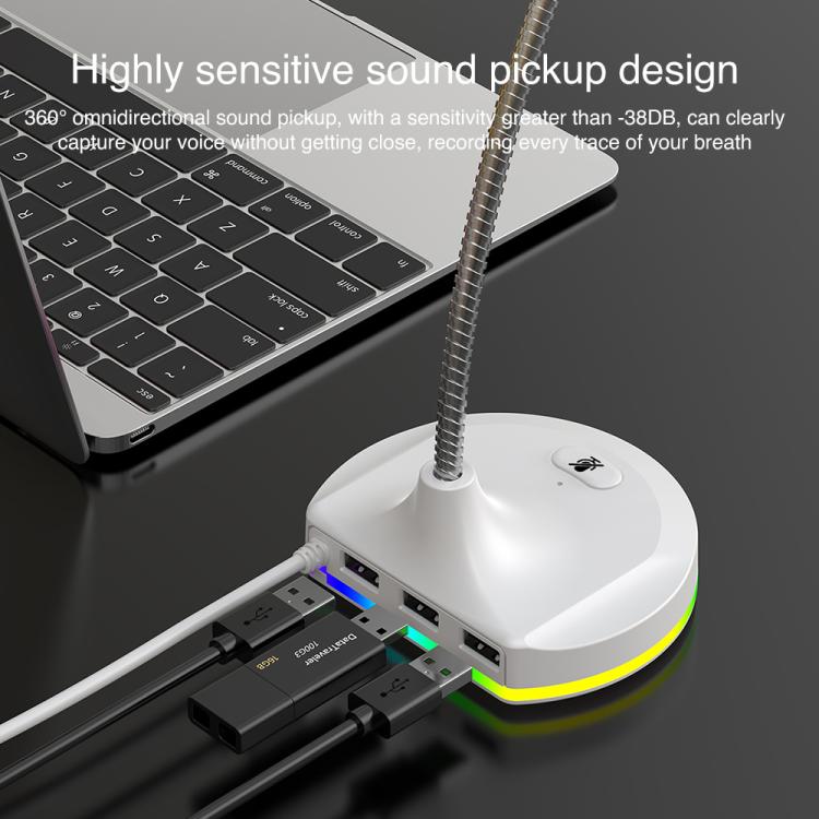 USB Multi-function Microphone RGB Light Built-in Sound Card
