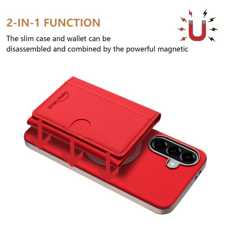 Solid Color Horizontal Magnetic Card Bag RFID MagSafe Phone Case, For Samsung Galaxy S25 5G, For Samsung Galaxy S25+ 5G, For Samsung Galaxy S25 Ultra 5G, For Samsung Galaxy S24 FE 5G, For Samsung Galaxy S24 Ultra 5G, For Samsung Galaxy S24+ 5G         ...
