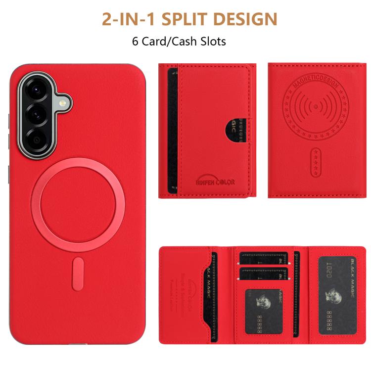 Solid Color Horizontal Magnetic Card Bag RFID MagSafe Phone Case, For Samsung Galaxy S25 5G, For Samsung Galaxy S25+ 5G, For Samsung Galaxy S25 Ultra 5G, For Samsung Galaxy S24 FE 5G, For Samsung Galaxy S24 Ultra 5G, For Samsung Galaxy S24+ 5G         ...