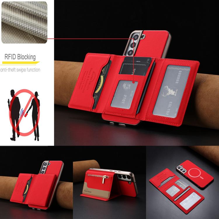 Zipper Horizontal Magnetic Card Bag RFID MagSafe Phone Case, For Samsung Galaxy S25 5G, For Samsung Galaxy S25+ 5G, For Samsung Galaxy S25 Ultra 5G, For Samsung Galaxy S24 FE 5G, For Samsung Galaxy S24 Ultra 5G, For Samsung Galaxy S24+ 5G              ...