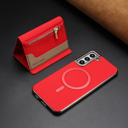 Zipper Horizontal Magnetic Card Bag RFID MagSafe Phone Case, For Samsung Galaxy S23+ 5G, For Samsung Galaxy S23 5G, For Samsung Galaxy S22 Ultra 5G, For Samsung Galaxy S22+ 5G, For Samsung Galaxy S22 5G, For Samsung Galaxy S21 5G                       ...