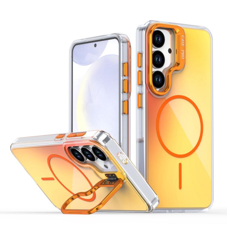 Gradient Discolor Lens Kickstand Magsafe Phone Case, For Samsung Galaxy S26+ 5G, For Samsung Galaxy S26 Ultra 5G, For Samsung Galaxy S26 5G, For Samsung Galaxy S25 Edge 5G, For Samsung Galaxy S25 / S24 5G, For Samsung Galaxy S25+ / S24+ 5G             ...